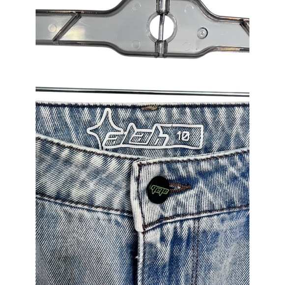 ALAB Skull Rave Jeans Ultra Wide Leg Embroidered Denim Pants Size 10 Y2K Blue - Picture 5 of 8